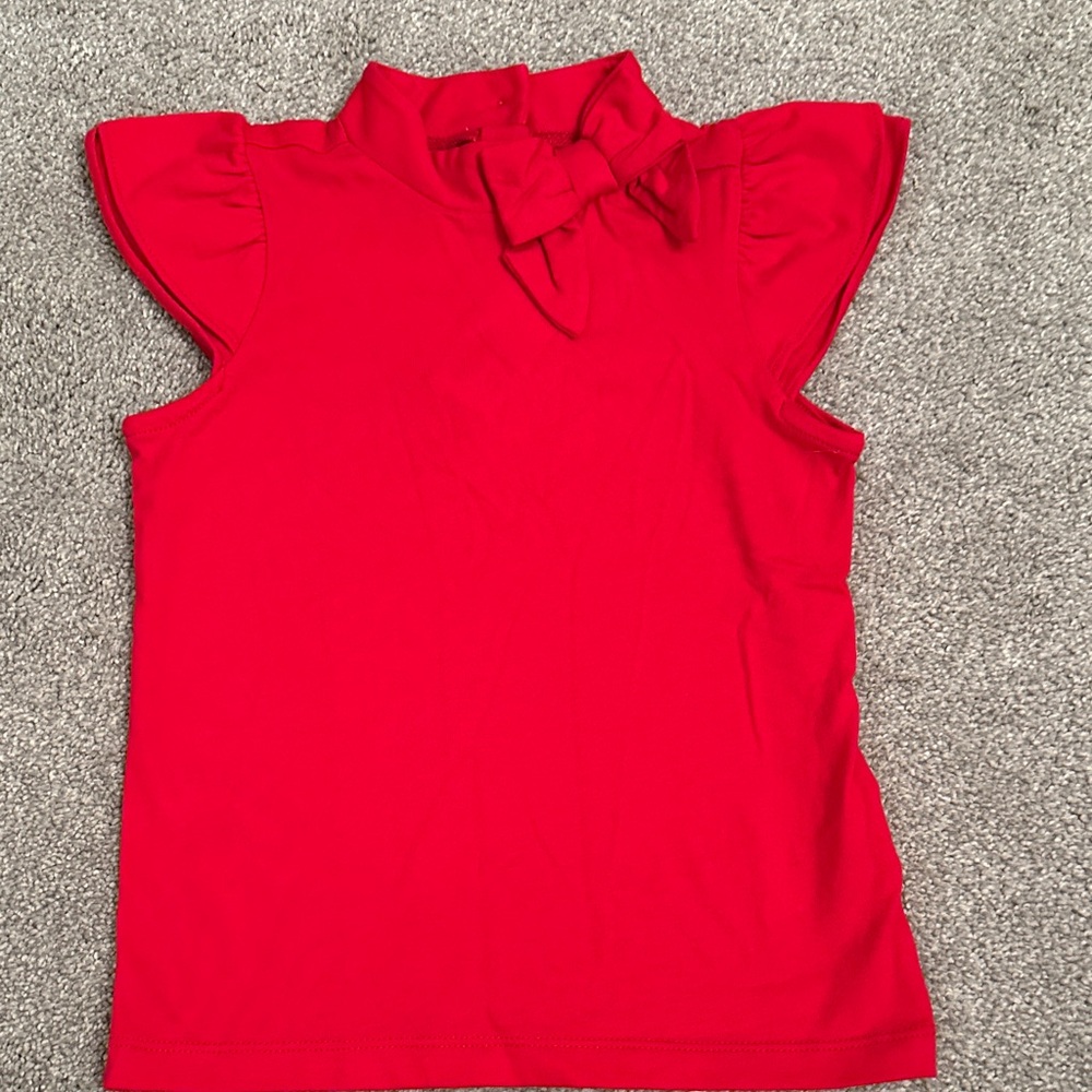 Janie and Jack Vibrant Red Top with Bow Accent
